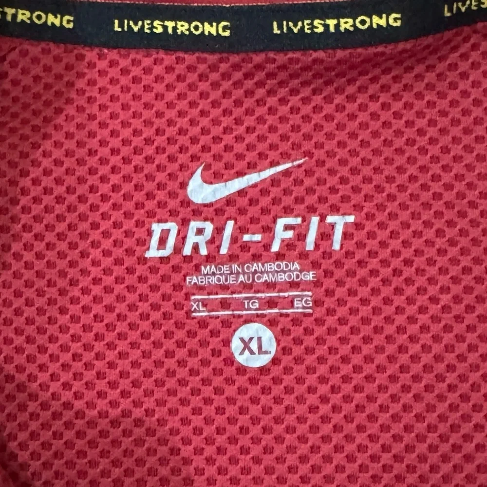 Nike Livestrong Men’s Dri-Fit Red & Yellow Track Jacket 1/4 Zip Pullover, XL